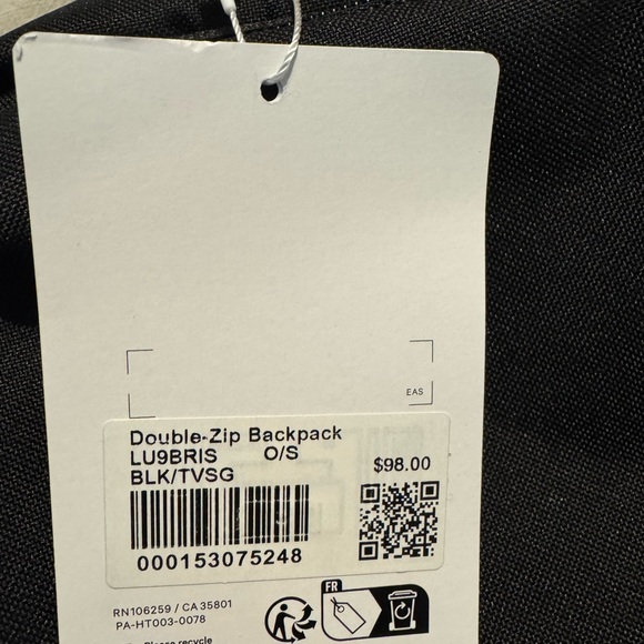 Lululemon Athletica Black Double Zip Backpack - Picture 5 of 5